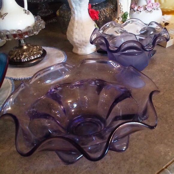 Purple Glass Compote - Picture 2 of 8